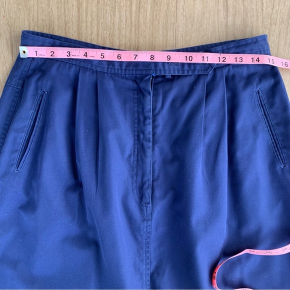 Vintage Skirt navy blue Donnkenny A-line midi skirt Pleating Pockets 30in Waist - Picture 5 of 16